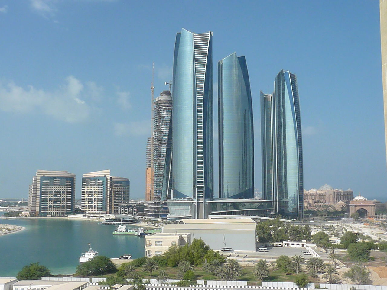 Etihad Towers rising above the Abu Dhabi waterfront